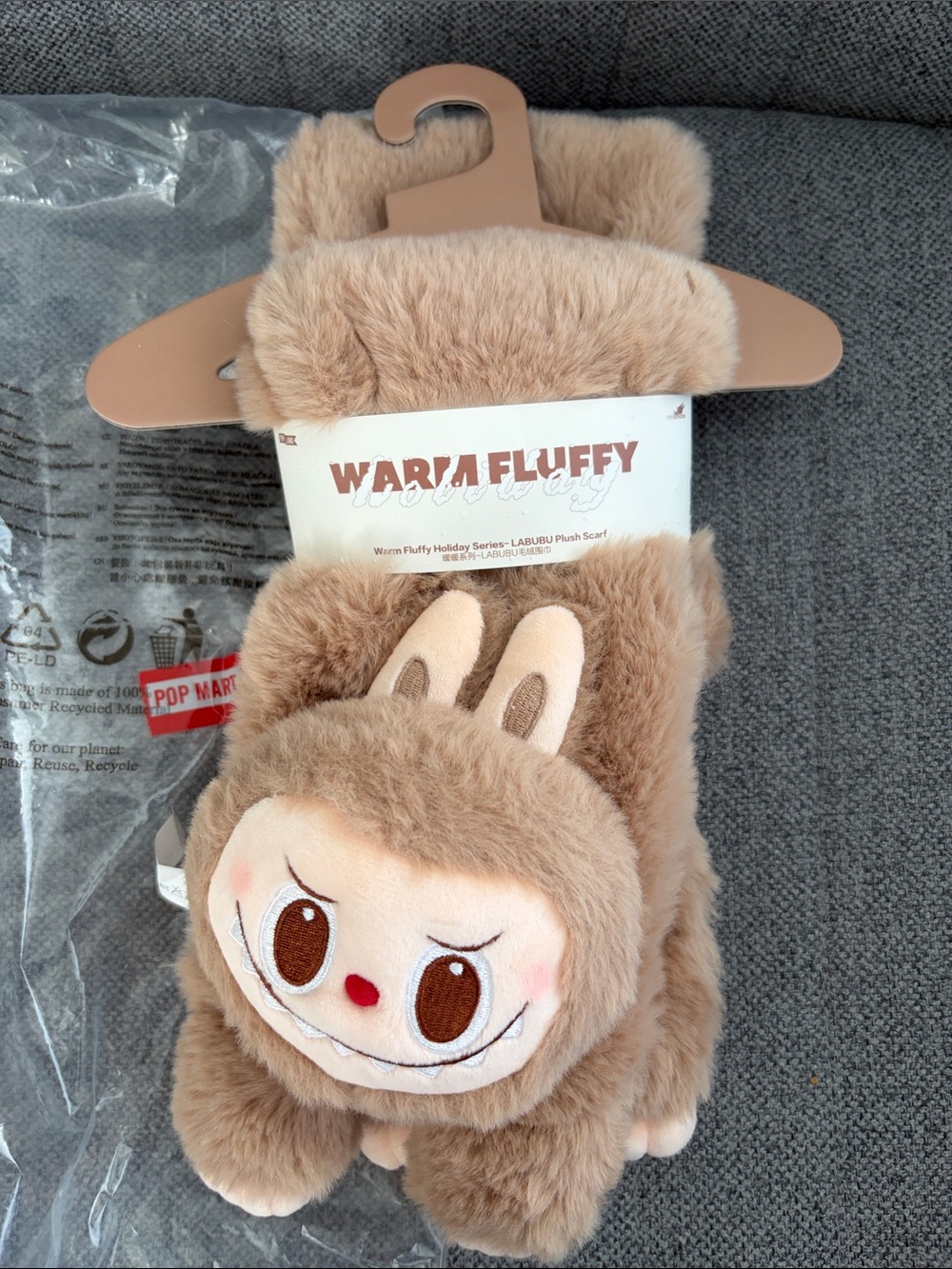 NEW Popland Exclusive! Labubu Warm Fluffy Plush Scarf